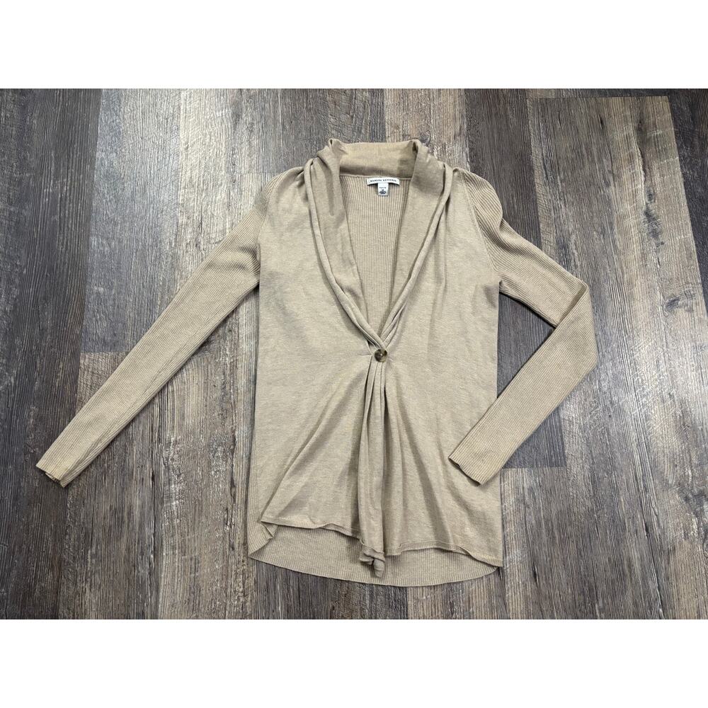 Banana Republic Womens Petite‎ Medium Tan Ribbed Twist Front Shawl Cardigan